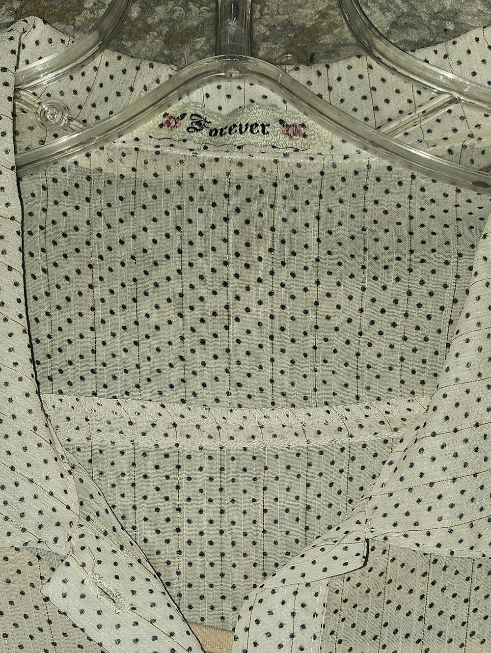 🟢 Polka Dot Cream Top With Cami - Picture 2 of 4